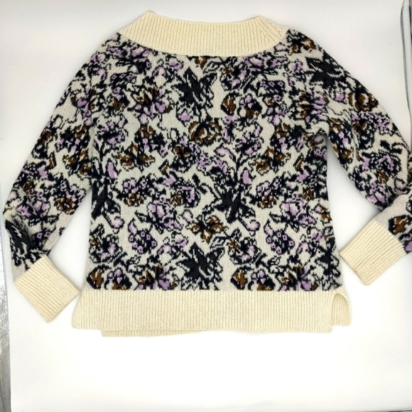 Ann Taylor Loft wool/mohair floral boat neck sweater S - Picture 2 of 7